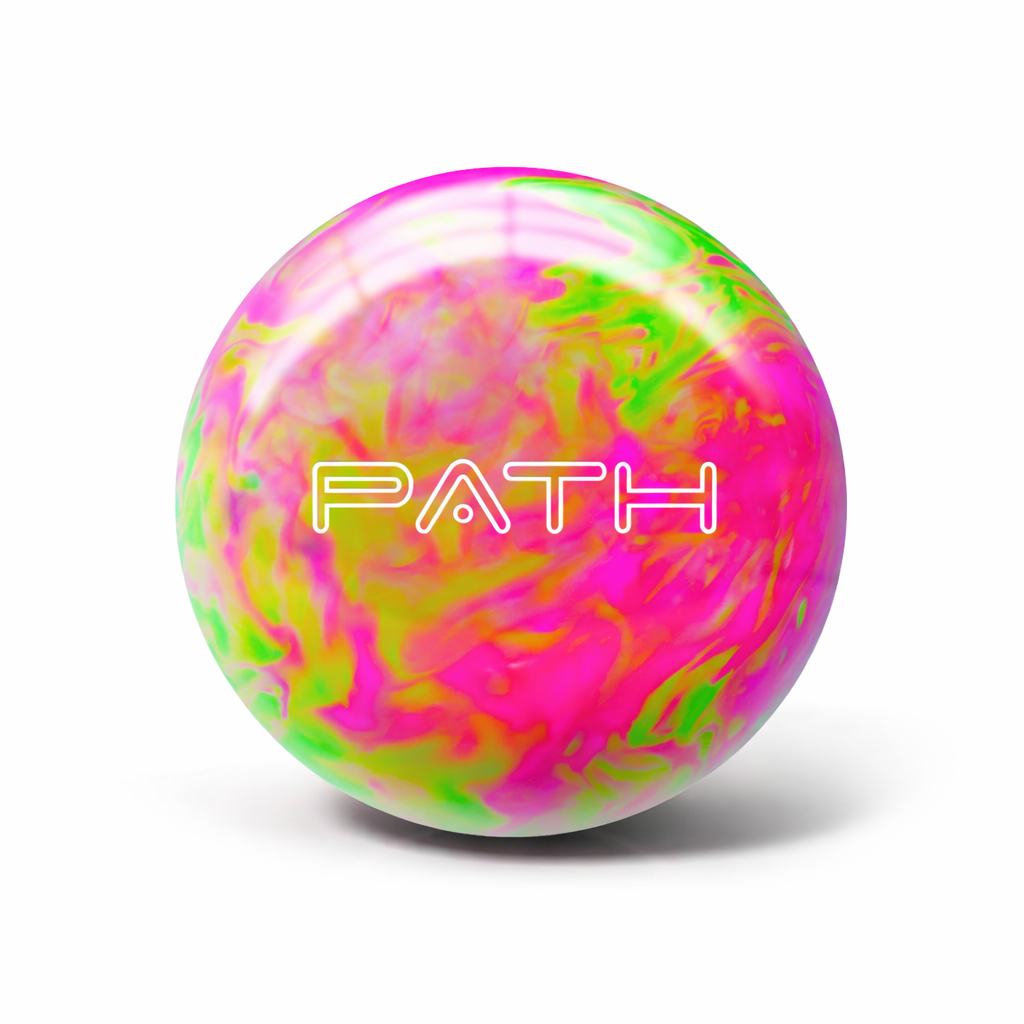 Path Ball Hot Pink Lime Green polyester bowling ball polished plastic coverstock for dry lanes