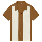 Bronze & Light Cream Panel Retro Tenpin Bowling Shirt