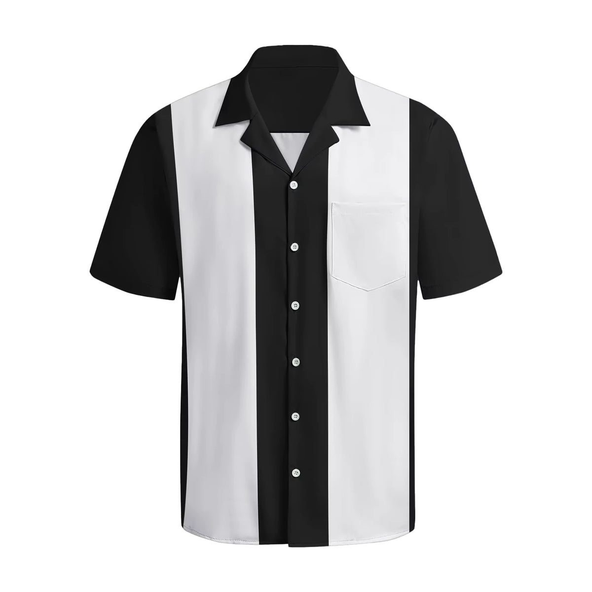 Black & Pale Cream Panel Retro Tenpin Bowling Shirt