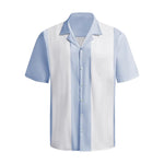 Pale Blue & White Panel Retro Tenpin Bowling Shirt