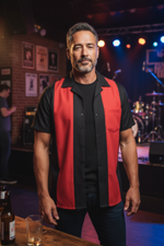 Black & Red Panel Retro Tenpin Bowling Shirt