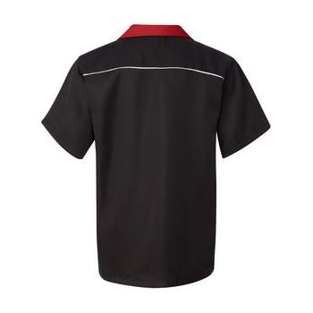 Black Red Stripe Bowling Shirt Large