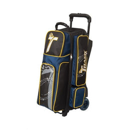 Track Premium 3 Ball Roller Bag in Black, with Navy Yellow Trim