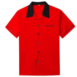 Red Bowling Shirt with Black Trim