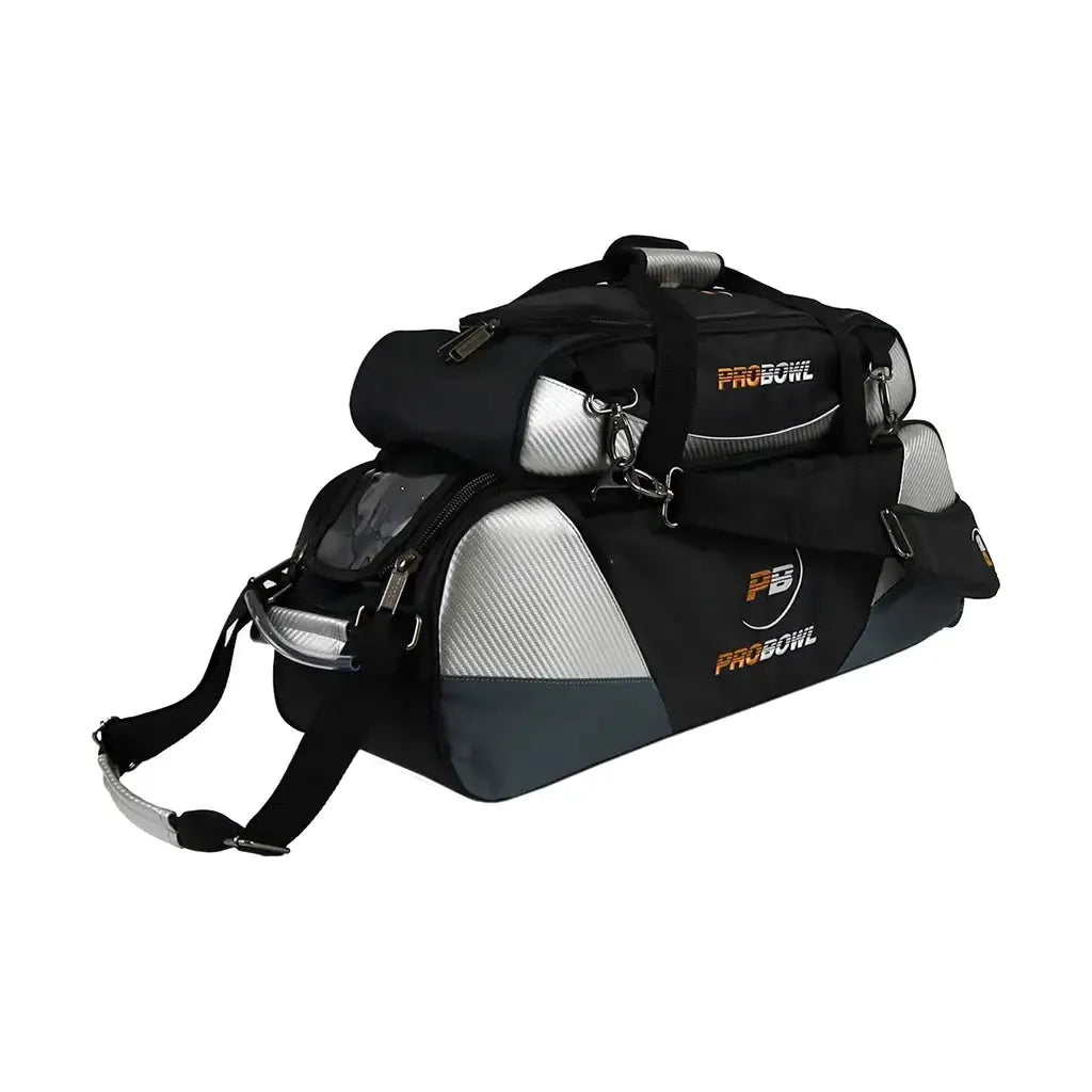 Probowl Deluxe 3 Ball Tote & Shoe Bag - BLACK/CARBON SILVER