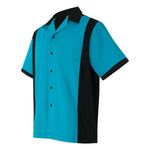 Hilton Turquoise Blue & Black Bowling Shirt Large