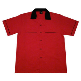 Red Black Bowling Shirt, Bowling Shirt