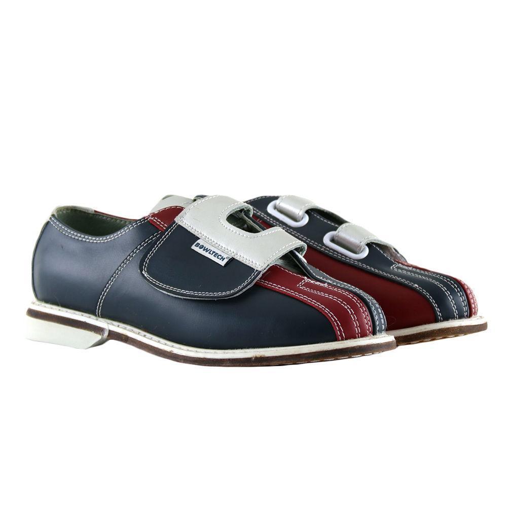 Velcro Bowling in Leather - Silver & red